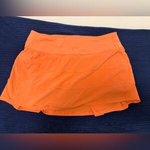 Lululemon Bright Orange Pace Rival Skirt